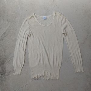 Vintage DUOFOLD cream silk + cotton floral pattern long-sleeve top